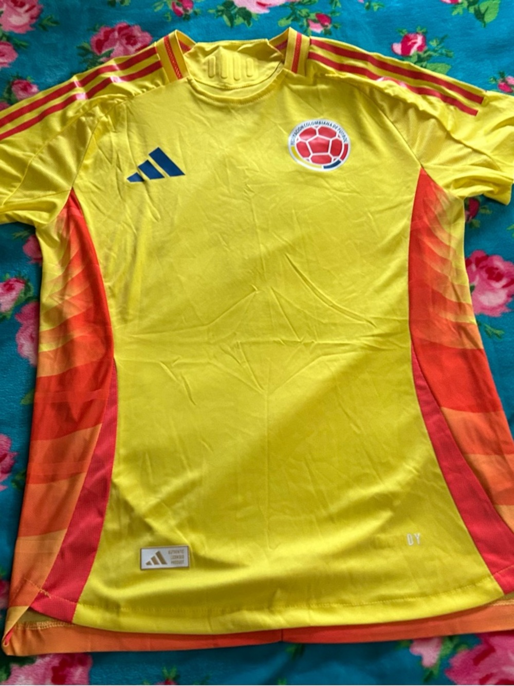adidas Yellow and Red Columbia Soccer Jersey